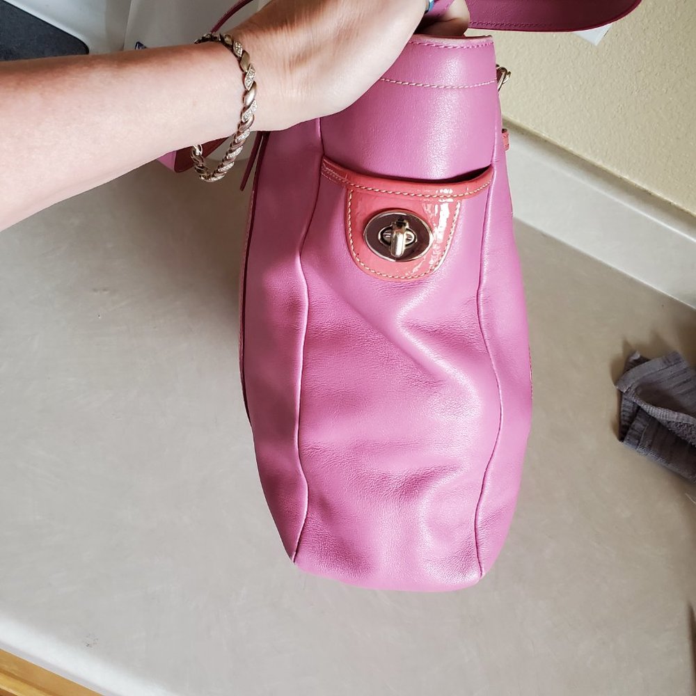 Vintage Rare Coach Gallery Pink Leather Tote Bag Purse Large - Picture 4 of 14